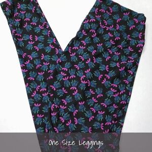 LuLaRoe OS Leggings Cactus Plants Black NEW